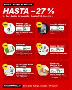 Ofertas de impresión en Imprenta Fácil: hasta -27 % en 6 productos hasta el 28 de octubre