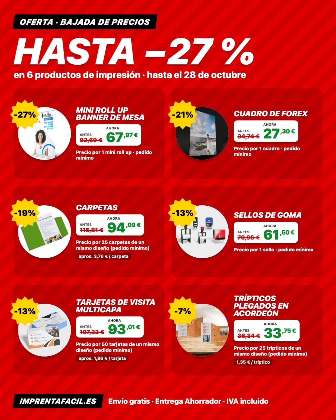 Ofertas de impresión en Imprenta Fácil: hasta -27 % en 6 productos hasta el 28 de octubre